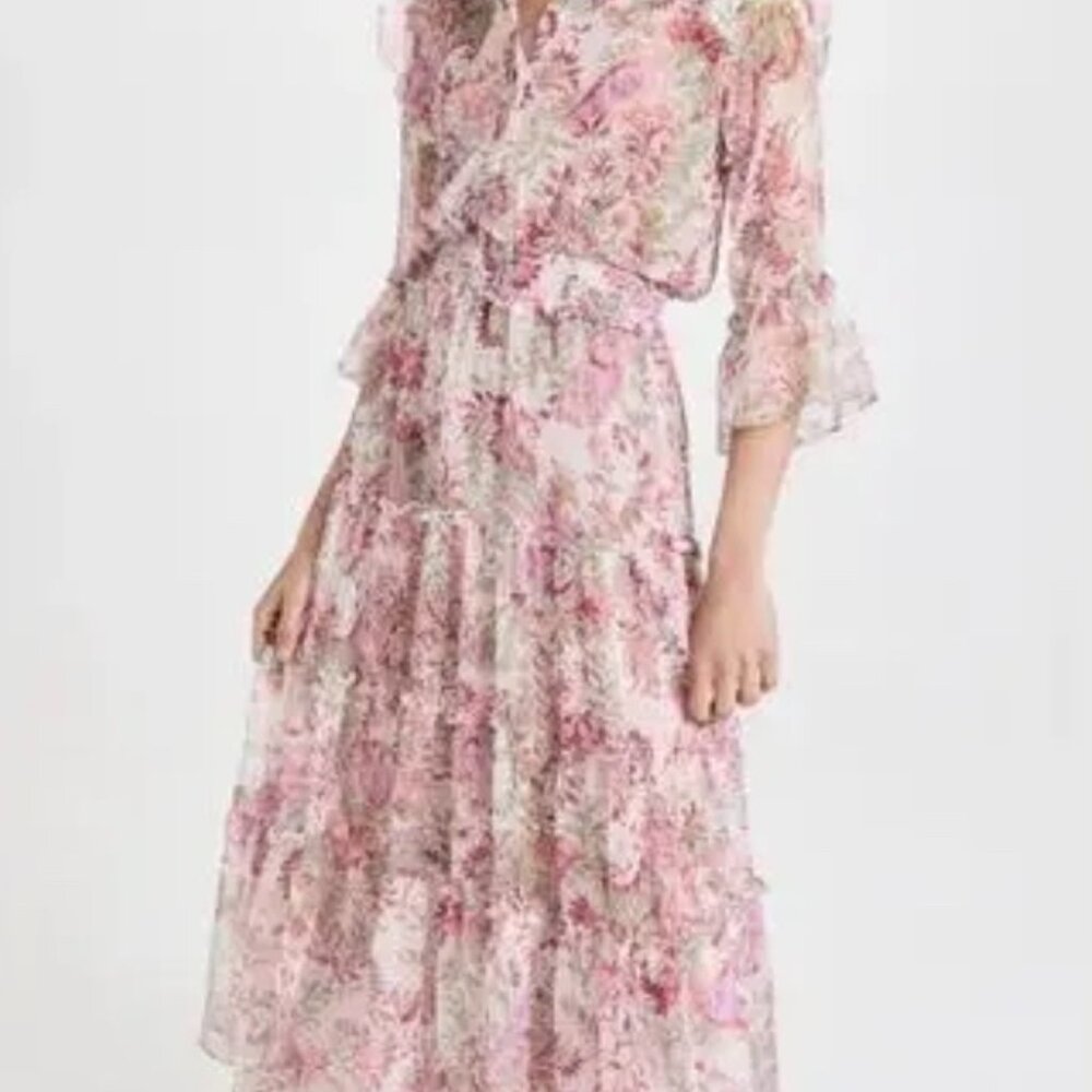 MISA LOS ANGELES Pamelina Chiffon Tiered Maxi Dress Paisley